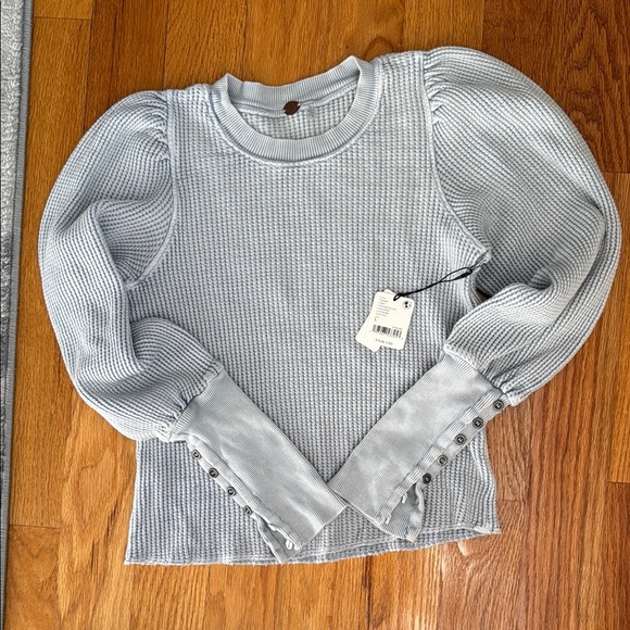 Free People Tops - Light blue Waffle Knit Long Sleeve Top Free People